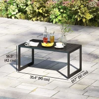 Outsunny Outdoor Coffee Table, Patio Coffee Table with Slatted Tabletop, Adjustable Foot Pads for Garden, Patio, Lawn, Black(m-3)