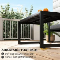 Outsunny Outdoor Coffee Table, Patio Coffee Table with Slatted Tabletop, Adjustable Foot Pads for Garden, Patio, Lawn, Black(m-7)