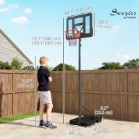 Soozier Basketball Hoop Outdoor, 4.6-10ft Portable Basketball Goal with Wheels and 43" Backboard, for Teenagers Youth Adults(m-3)