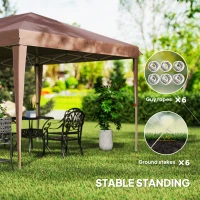 Outsunny 10' x 19.2' Outdoor Gazebo Pop Up Canopy Party Tent with Carrying Bag, Coffee(m-7)