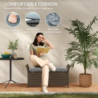 Outsunny 2-In-1 Outdoor PE Rattan Storage Bench, 29 Gallon Patio Wicker Furniture, Basket Box with Handles and Cushion Dark Grey(m-5)