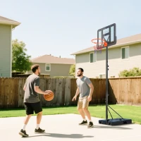 Soozier Basketball Hoop Outdoor, 4.6-10ft Portable Basketball Goal with Wheels and 43" Backboard, for Teenagers Youth Adults(m-1)