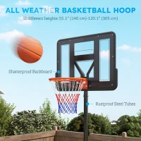 Soozier Basketball Hoop Outdoor, 4.6-10ft Portable Basketball Goal with Wheels and 43" Backboard, for Teenagers Youth Adults(m-7)