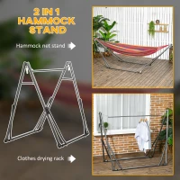 Outsunny Portable Hammock Stand, 2-in-1 Hammock Net Stand and Hanging Space, Patio, Garden, Yard, Black(m-4)
