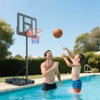 Soozier Basketball Hoop Outdoor, 4.6-10ft Portable Basketball Goal with Wheels and 43" Backboard, for Teenagers Youth Adults(m-9)