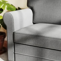 HOMCOM 59" Loveseat Sofa for Bedroom, Modern Love Seats Furniture, Upholstered 2 Seater Couch with Solid Steel Frame and Beech Wood Legs for Living Room, Med Grey(m-10)