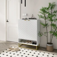 HOMCOM Entryway Shoe Cabinet, Shoe Storage Cabinet with Adjustable Shelf for 12 Pairs of Shoes, White(m-8)