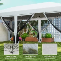 Outsunny 10' x 20' Pop Up Canopy Tent Gazebo with Removable Mesh Sidewall Netting, Carry Bag for Backyard Patio Outdoor, Cream White(m-4)