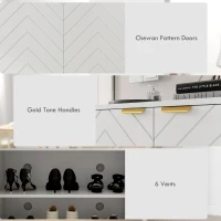 HOMCOM Entryway Shoe Cabinet, Shoe Storage Cabinet with Adjustable Shelf for 12 Pairs of Shoes, White(m-6)