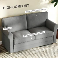 HOMCOM 59" Loveseat Sofa for Bedroom, Modern Love Seats Furniture, Upholstered 2 Seater Couch with Solid Steel Frame and Beech Wood Legs for Living Room, Med Grey(m-4)