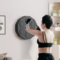 Soozier Music Boxing Machine with Gloves and Bluetooth Connection, Wall Mounted LED Light Smart Music Boxing Machine for Adults Punching Beat Training Stress Relief(m-1)