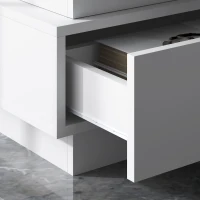 HOMCOM Bedside Table with Charging Station and LED Light Modern Nightstand with USB Ports AC Outlets Drawers Remote, White(m-10)
