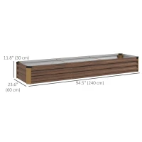 Outsunny 8'x2'x1' Galvanized Raised Bed, Large Elevated Planter Box for Growing Flowers, Herbs and Vegetables, Dark Brown(m-3)