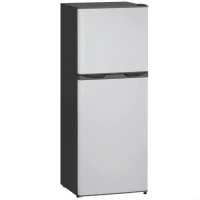 HOMCOM Double Door Mini Fridge with Freezer, 4.6 Cu.Ft Small Refrigerator with Thermostat, Shelves, Reversible Door, Silver(m-11)
