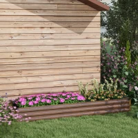 Outsunny 8'x2'x1' Galvanized Raised Bed, Large Elevated Planter Box for Growing Flowers, Herbs and Vegetables, Dark Brown(m-1)