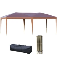 Outsunny 10' x 19.2' Outdoor Gazebo Pop Up Canopy Party Tent with Carrying Bag, Coffee(m-11)