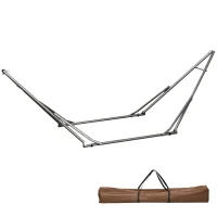 Outsunny Portable Hammock Stand, 2-in-1 Hammock Net Stand and Hanging Space, Patio, Garden, Yard, Black(m-11)