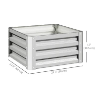 Outsunny 2' x 2' x 1' 2-Pieces Raised Garden Bed with Galvanised Steel Frame for Vegetables, Flowers, Herbs, Silver(m-3)