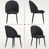 HOMCOM Modern Dining Chairs Set of 4, Upholstered Dining Room Chairs with Metal Legs, Shell Backrest, Padded Seat, Black(m-9)