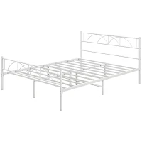 HOMCOM Metal Queen Platform Bed Frame with Headboard, Steel Slat Support, Underbed Storage, No Box Spring Needed, Easy Assembly(m-2)
