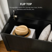 HOMCOM Large Storage Box Storage Trunk Cabinet Container with Lid and 2 Safety Hinges, Black(m-4)