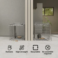 Outsunny One-Door Live Animal Trap, Animal-Friendly Humane Catch & Release Steel Cage for Rats, Mice, 26" x 9.4" x 12"(m-4)