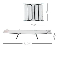 Outsunny Folding Chaise Lounge Chair, Pool Sun Tanning Chair, Outdoor Lounge Chair with Reclining Back, Breathable Mesh Seat, Headrest for Beach, Yard, Patio, Cream White(m-3)