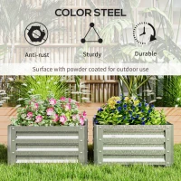 Outsunny 2' x 2' x 1' 2-Pieces Raised Garden Bed with Galvanised Steel Frame for Vegetables, Flowers, Herbs, Silver(m-5)