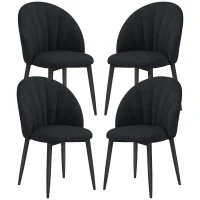 HOMCOM Modern Dining Chairs Set of 4, Upholstered Dining Room Chairs with Metal Legs, Shell Backrest, Padded Seat, Black(m-2)