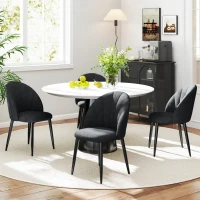 HOMCOM Modern Dining Chairs Set of 4, Upholstered Dining Room Chairs with Metal Legs, Shell Backrest, Padded Seat, Black(m-8)
