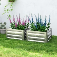 Outsunny 2' x 2' x 1' 2-Pieces Raised Garden Bed with Galvanised Steel Frame for Vegetables, Flowers, Herbs, Silver(m-7)