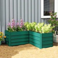 Outsunny 45" x 45" x 17" L-Shaped Galvanized Steel Raised Garden Bed for Vegetables, Flowers, Herbs, Green(m-8)