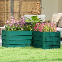 Outsunny 45" x 45" x 17" L-Shaped Galvanized Steel Raised Garden Bed for Vegetables, Flowers, Herbs, Green(m-7)