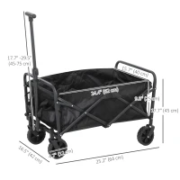 Outsunny Collapsible Folding Garden Cart, Heavy Duty Lawn Wagon with Universal Wheels and Adjustable Handle, Black(m-3)