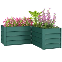 Outsunny 45" x 45" x 17" L-Shaped Galvanized Steel Raised Garden Bed for Vegetables, Flowers, Herbs, Green(m-11)