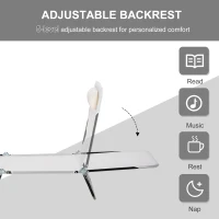 Outsunny Folding Chaise Lounge Chair, Pool Sun Tanning Chair, Outdoor Lounge Chair with Reclining Back, Breathable Mesh Seat, Headrest for Beach, Yard, Patio, Cream White(m-4)