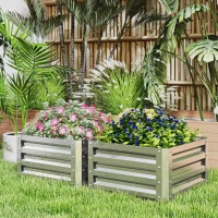 Outsunny 2' x 2' x 1' 2-Pieces Raised Garden Bed with Galvanised Steel Frame for Vegetables, Flowers, Herbs, Silver(m-8)
