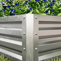 Outsunny 2' x 2' x 1' 2-Pieces Raised Garden Bed with Galvanised Steel Frame for Vegetables, Flowers, Herbs, Silver(m-9)