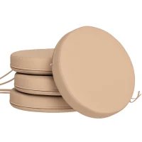Outsunny Patio Chair Cushions Set of 4 Round Seat Cushions for Dining Bistro Chairs Machine Washable, 15" x 15" x 3", Khaki(m-11)