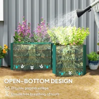 Outsunny 45" x 45" x 17" L-Shaped Galvanized Steel Raised Garden Bed for Vegetables, Flowers, Herbs, Green(m-4)