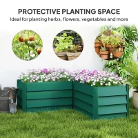 Outsunny 45" x 45" x 17" L-Shaped Galvanized Steel Raised Garden Bed for Vegetables, Flowers, Herbs, Green(m-6)