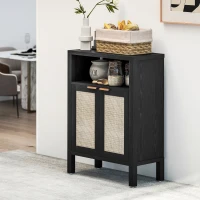 HOMCOM Sideboard Buffet Cabinet with Storage, Modern Accent Cabinet with Adjustable Shelf, Coffee Bar Cabinet, Distressed Black(m-10)