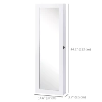 HOMCOM White Mirrored Jewellery Cabinet Hanging Wall Mount Real Glass Mirror Locked, White(m-3)