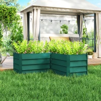 Outsunny 45" x 45" x 17" L-Shaped Galvanized Steel Raised Garden Bed for Vegetables, Flowers, Herbs, Green(m-1)