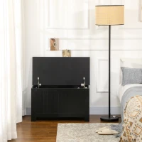 HOMCOM Large Storage Box Storage Trunk Cabinet Container with Lid and 2 Safety Hinges, Black(m-7)