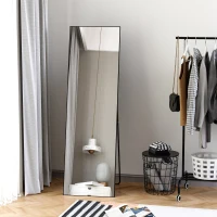 HOMCOM Full Length Glass Mirror, Freestanding or Wall Mounted Dress Mirror for Bedroom, Living Room, Bathroom, 19.75" x 63.5", Black(m-8)