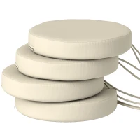 Outsunny Patio Chair Cushions Set of 4 Round Seat Cushions for Dining Bistro Chairs Machine Washable, 15" x 15" x 3", Cream White(m-1)