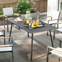 Outsunny Rectangle Patio Dining Table for 6 Person, Metal Steel Slat Outdoor Table, for Lawn, Garden, 59" x 31.5" x 29", Grey(m-9)