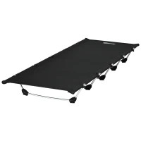 Outsunny Lightweight Camping Cot, Aluminium Portable Folding Bed w/ Strong Support 331 lbs and Carry Bag for Camping, Black(m-2)