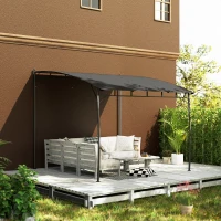Outsunny 10' x 10' Outdoor Pergola Gazebo, Garden Sun Shade Shelter with Metal Frame for Porch, Patio, Deck, Backyard, Gray(m-10)